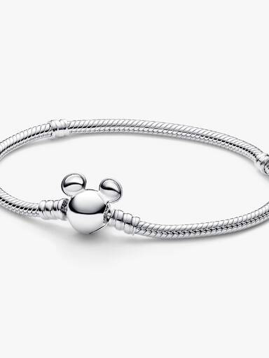 Brazalete Pandora Moments Cadena de Serpiente con Broche Mickey Mouse de Disney
