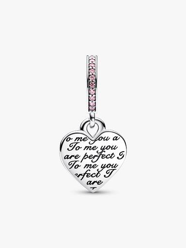 Charm colgante doble Corazón infinito de Mamá en dos tonos