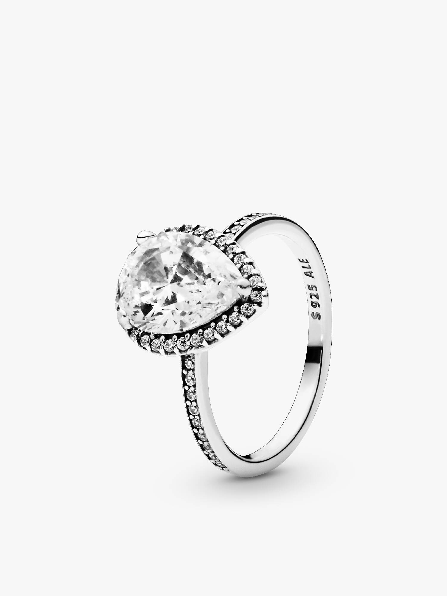 Anillo con halo brillante en forma de gota