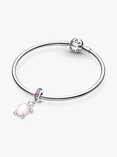 Charm colgante Tortuga de mar rosa de cristal Murano