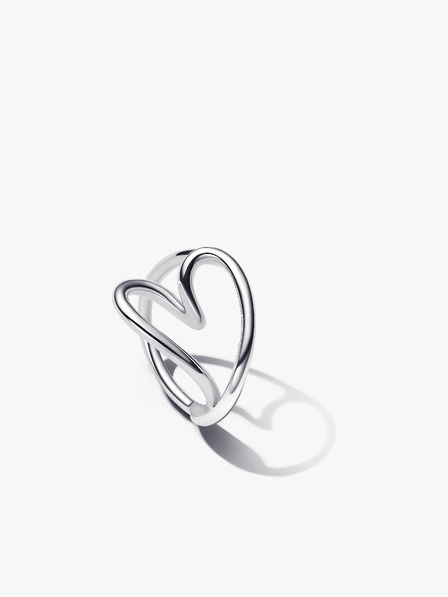 Anillo Corazón Forma Orgánica Plateado