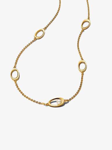 Collar de Perla Cultivada de agua dulce tratada con forma oval orgánica