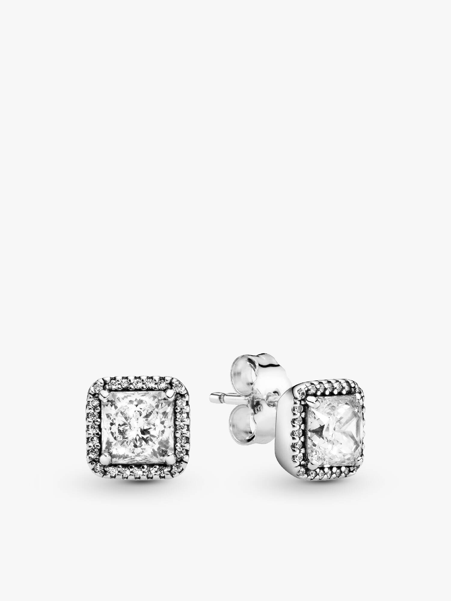 Aretes de botón cuadrados con halo brillante