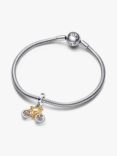 Charm Colgante Bicicleta con Ruedas Giratorias en Dos Tonos