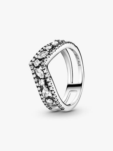 Anillo Hueso de los deseos doble talla marquise reluciente