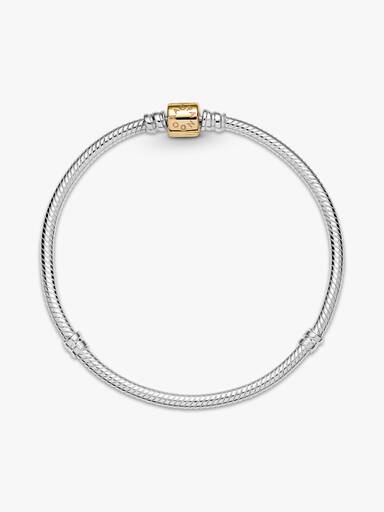 Brazalete cadena de serpiente Pandora Moments de dos tonos oro de 14k con broche de barril