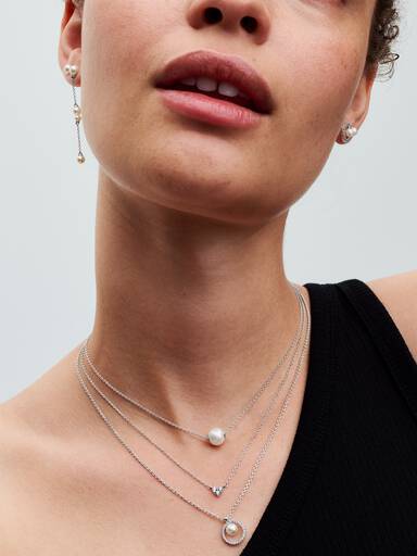 Collar Collier Perla Cultivada de Agua Dulce Tratada y Pavé