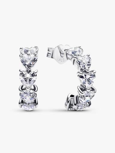 Aretes de aro Abiertos Corazones Brillantes