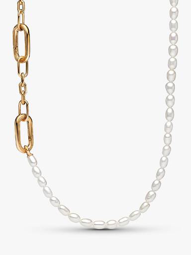 Collar de perlas cultivadas de agua dulce tratadas delgadas