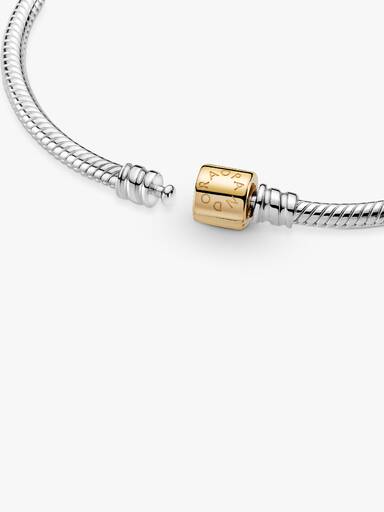 Brazalete cadena de serpiente Pandora Moments de dos tonos oro de 14k con broche de barril