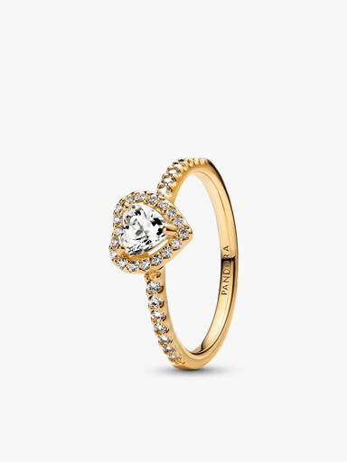 Set de Anillos Corazón Elevado y Banda Brillante