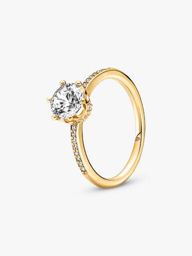 Anillo solitario Corona reluciente transparente
