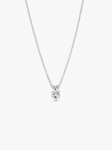 Collar collier con pendiente de corazón doble reluciente