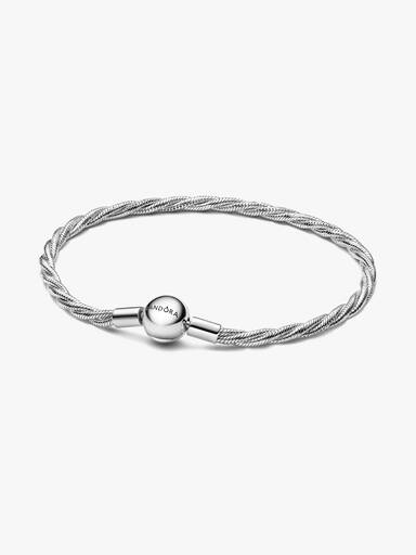 Brazalete cadena de serpiente trenzada con broche redondo de Pandora