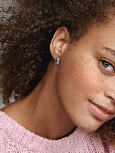 Aretes de aro Banda doble en pavé