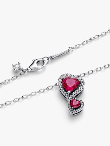 Collar con Colgante Corazones con Halo Rojo