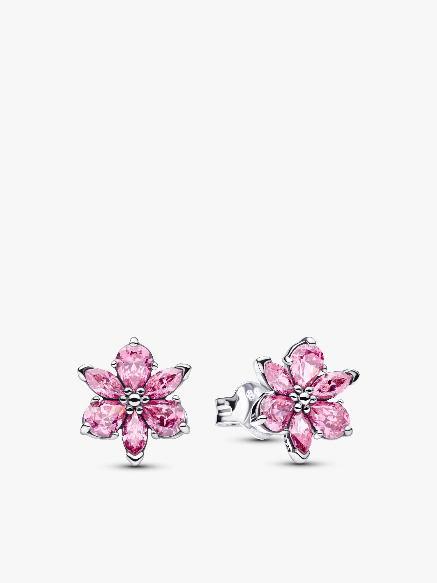 Aretes de botón Flor rosada herbario reluciente