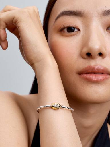 Brazalete de cadena y broche de serpiente