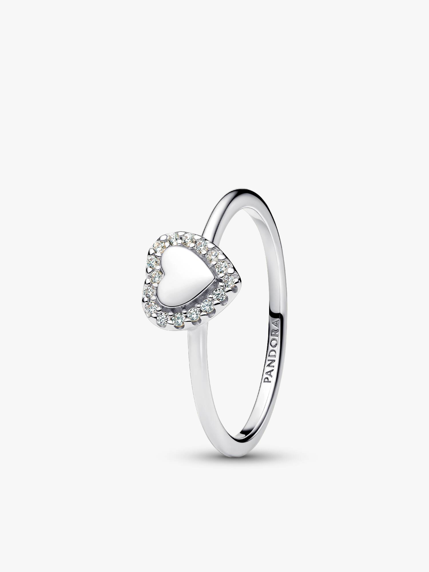 Anillo Halo y Corazón Grabable Plateado