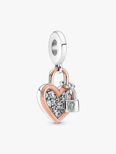 Charm colgante doble Candado del corazón