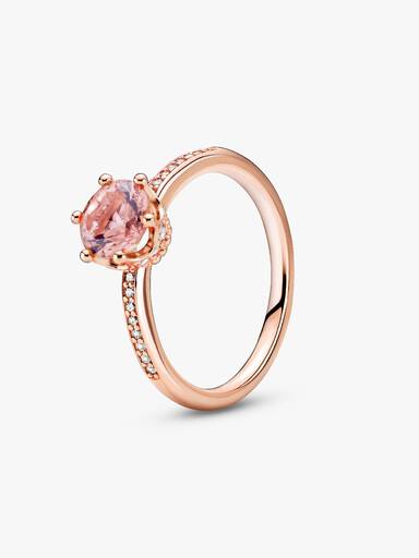 Anillo solitario Corona reluciente rosa
