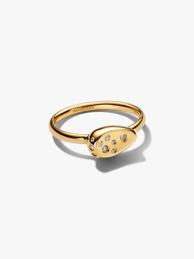 Anillo Sello Ovalado Mediano Engastado con Piedras