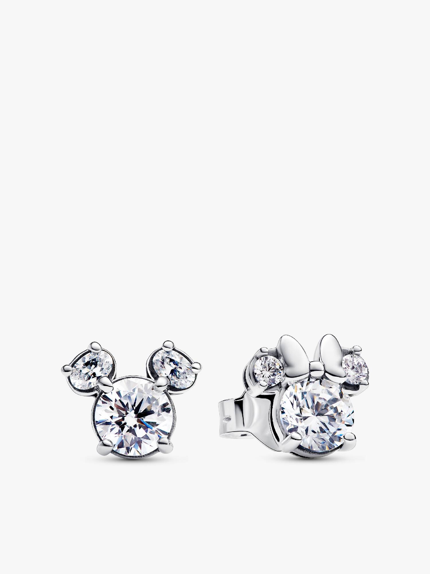 Aretes de botón Mickey Mouse y Minnie Mouse Brillantes de Disney