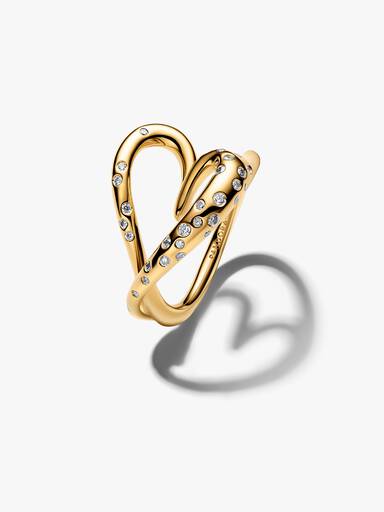 Anillo Corazón con forma orgánica engastado con piedra
