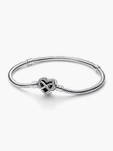 Brazalete cadena de serpiente con broche Corazón infinito centelleante