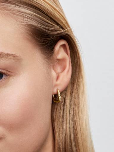 Aretes de Aro Forma Orgánica con Piedras Engastadas