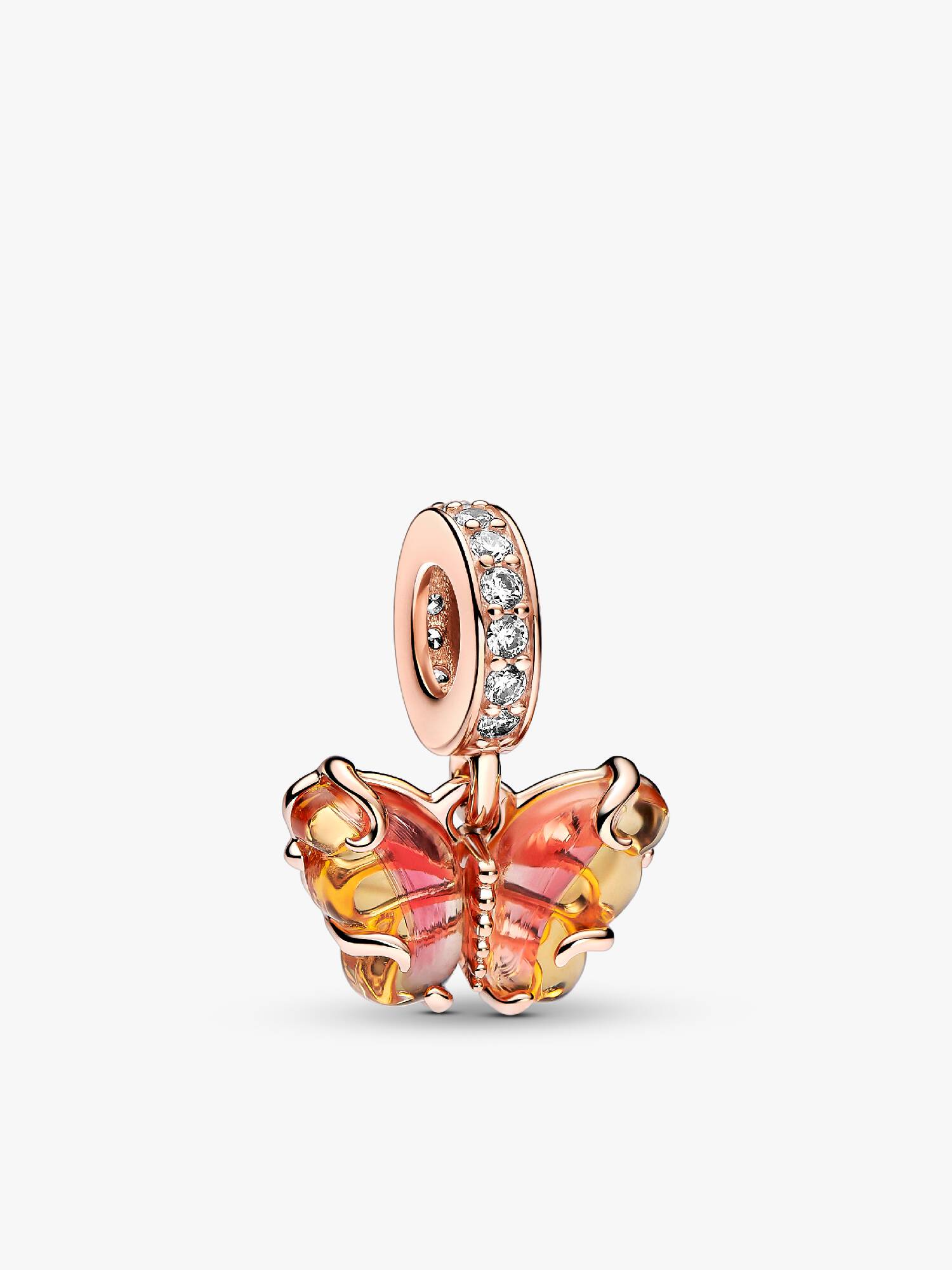 Charm Colgante Mariposa de Cristal Murano Rosa y Amarillo