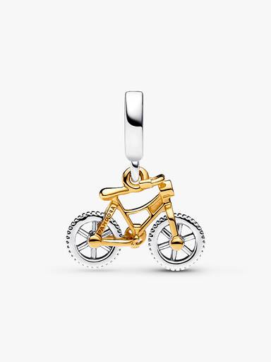 Charm Colgante Bicicleta con Ruedas Giratorias en Dos Tonos