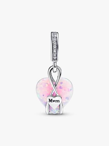Charm colgante Opalescente Corazón Mamá