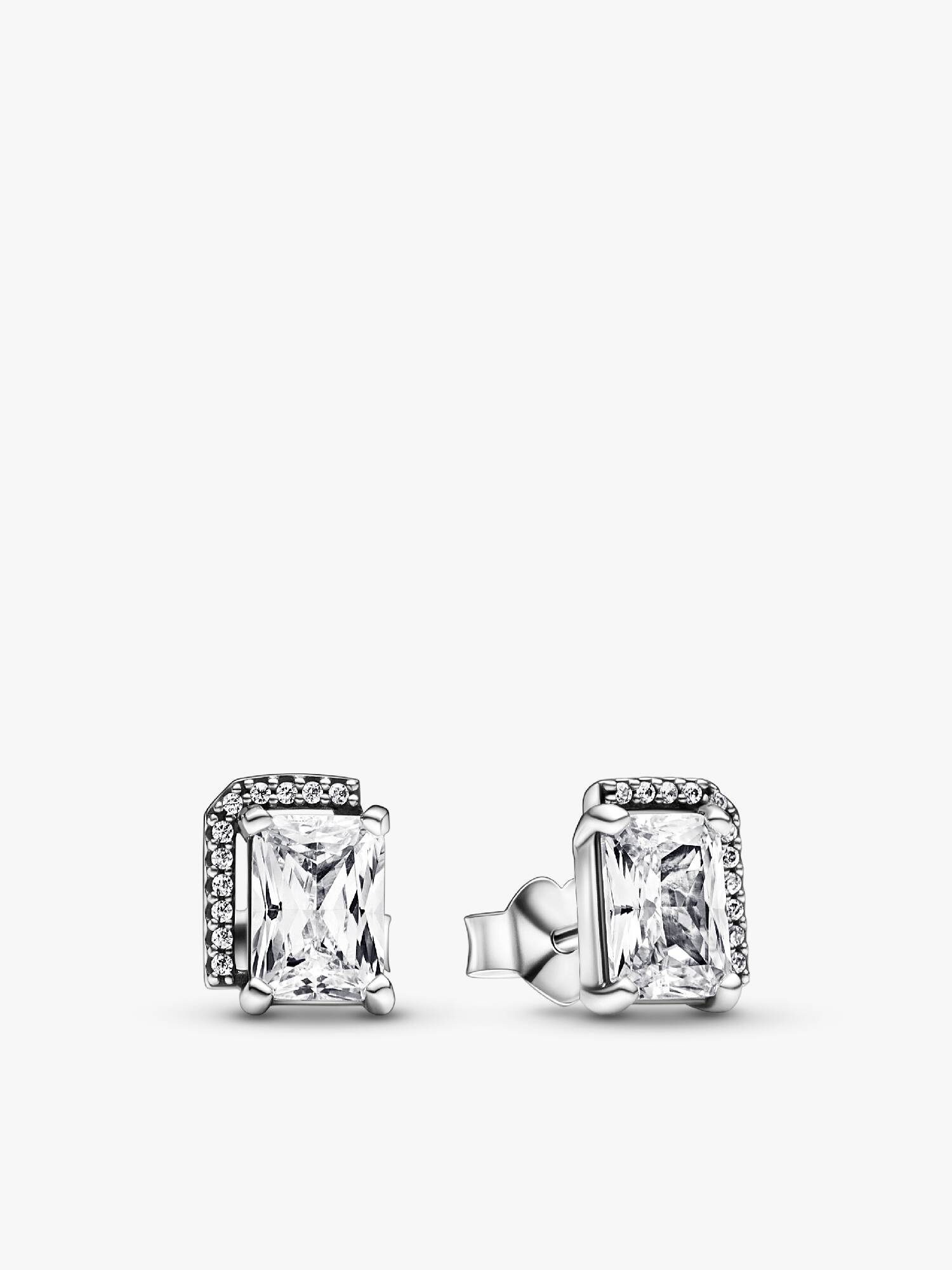 Pendientes de Botón Halo Brillante Rectangular