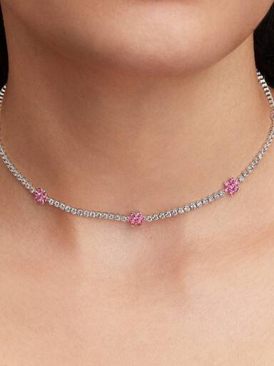 Collar de Tenis Flor Rosada