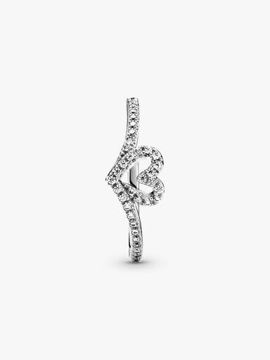 Anillo Hueso de los deseos con corazón reluciente