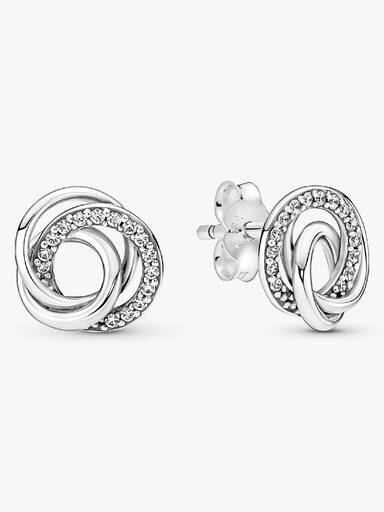 Aretes de botón Círculos entrelazados Familia por siempre