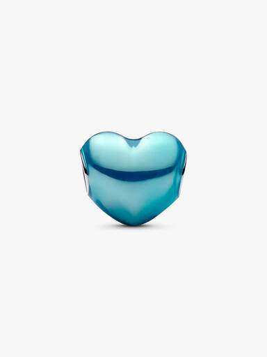 Charm Corazón Metálico Azul Cielo