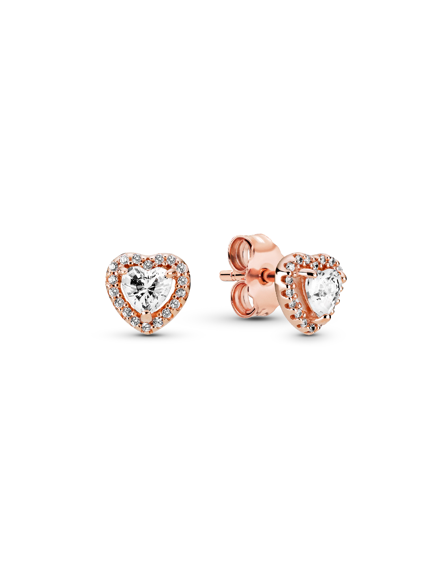 Aretes de botón Corazón elevado reluciente