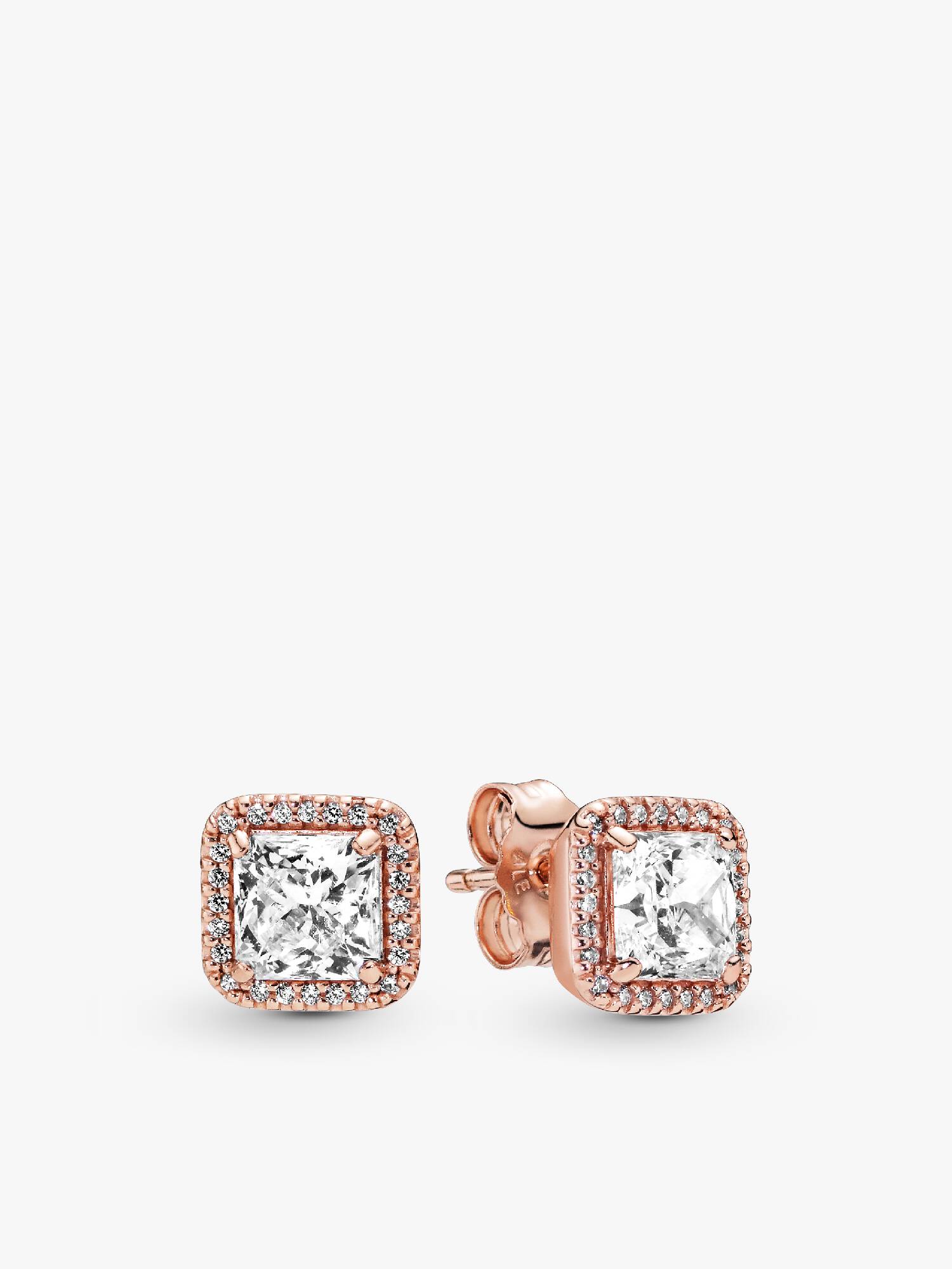 Aretes de botón cuadrados con halo brillante