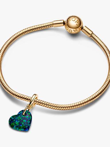 Charm Colgante Corazón Verde Opalescente