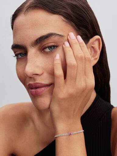 Brazalete de tenis Corazón Brillante rosa