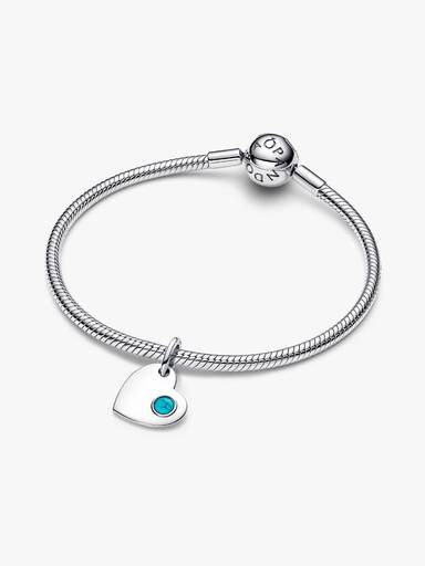 Charm colgante Corazón grabable con piedra azul turquesa