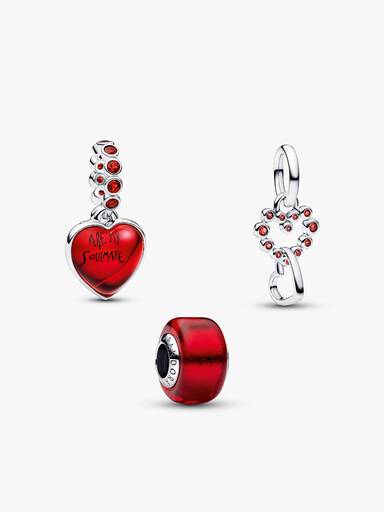 Set trío de charms de corazones rojos
