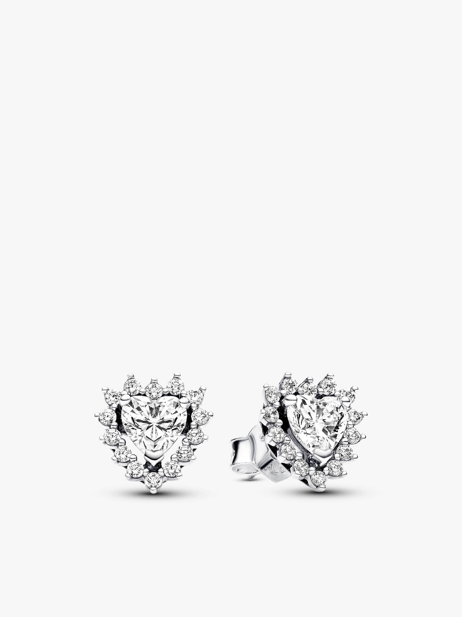 Aretes de botón Corazón Halo Brillante