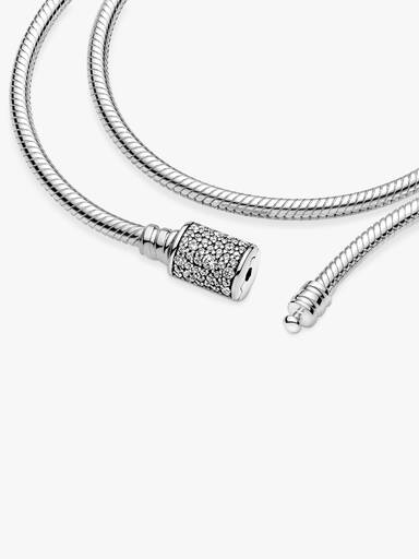 Brazalete Doble Cadena de Serpiente con Broche de Barril Pandora Moments