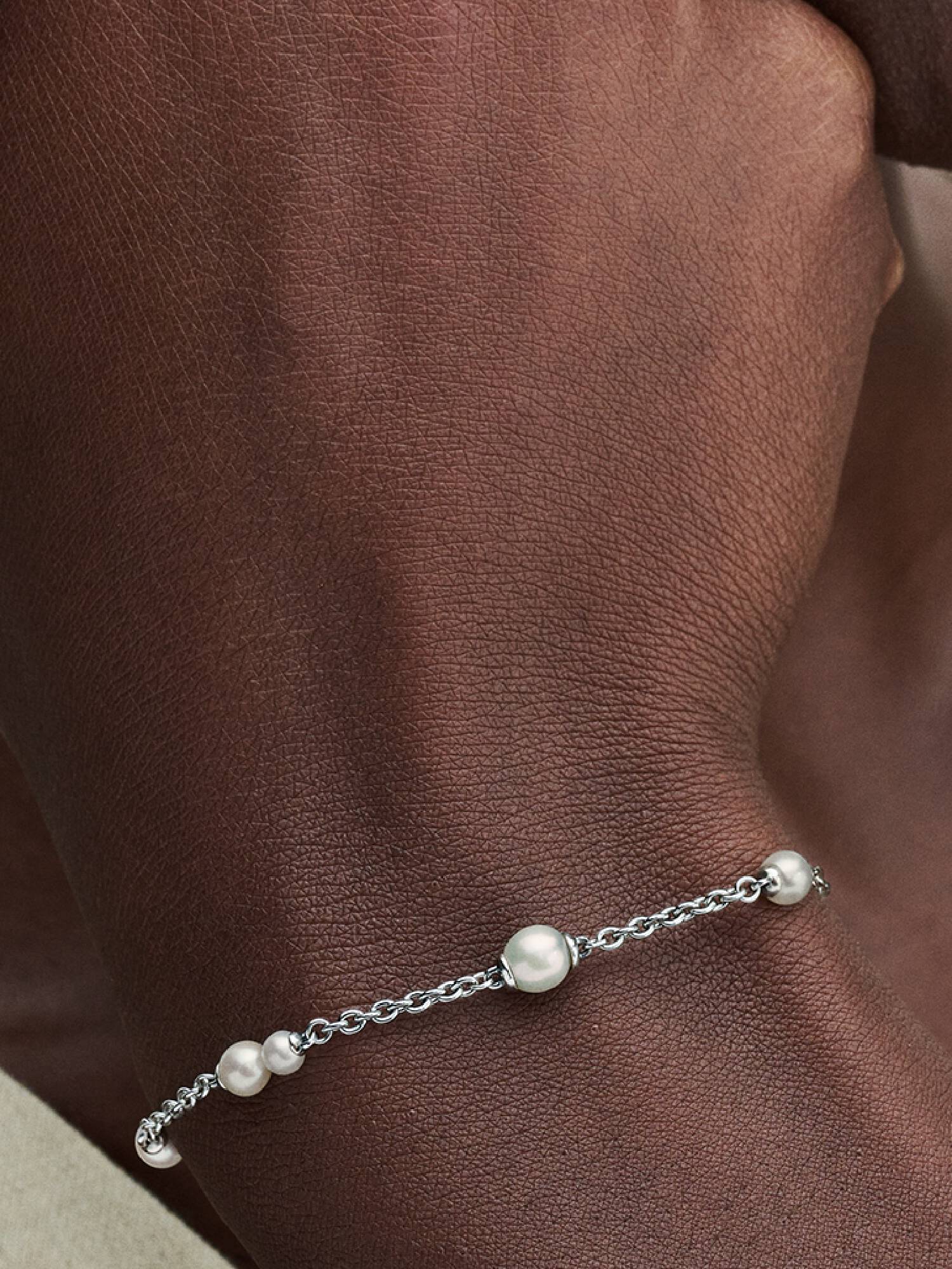 Brazalete Cadena Estación de Perlas Cultivadas de Agua Dulce Tratadas
