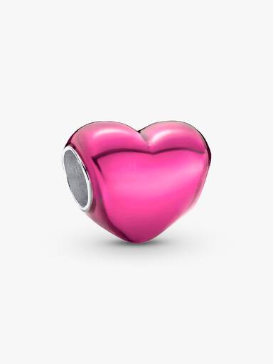Charm Corazón rosa metálico