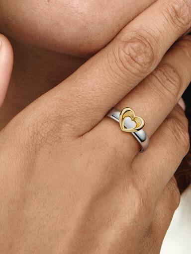 Anillo Corazón deslizante en dos donos radiante