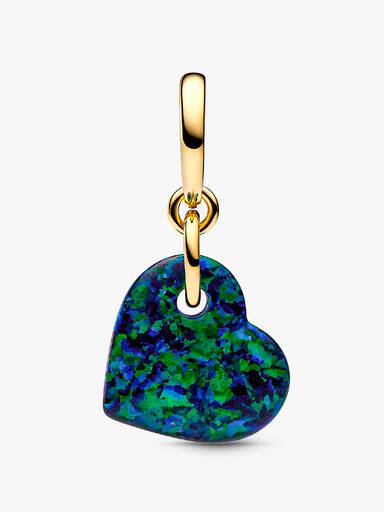 Charm Colgante Corazón Verde Opalescente